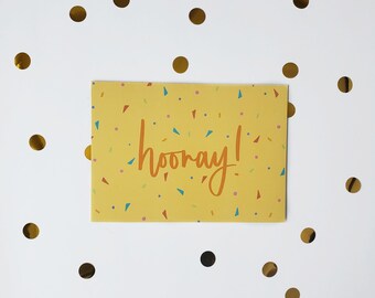 Hooray | Celebration Card | Congratulations | Celebrate | Confetti Card | Greeting Cards