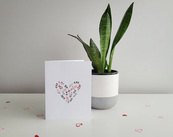 Floral Heart Card | Botanical Heart | Minimalistic | Love Card | Heart Card | Valentine's Card | Anniversary Card