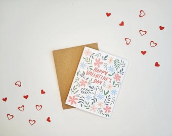 Happy Valentine's Day Card | Bloemenkaart | Valentijnsdag Kaart |  Valentijnskaart