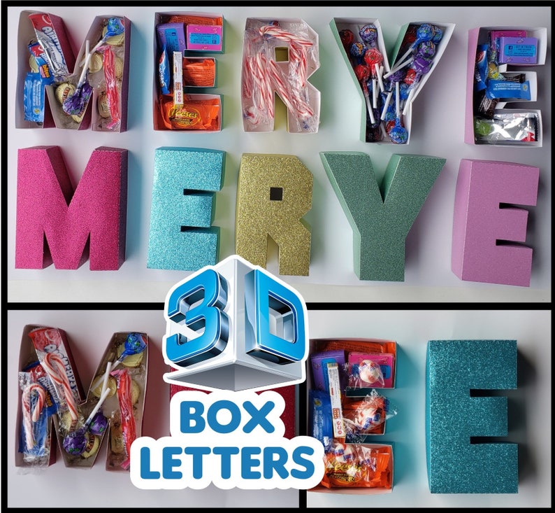 3D alphabet letter boxes A-Z digital download cut files, SVG Png Pdf Eps Dxf studio files for cricut, silhouette cameo image 2