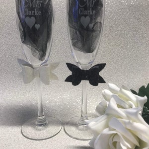 Wedding glasses engraved Mr and Mrs