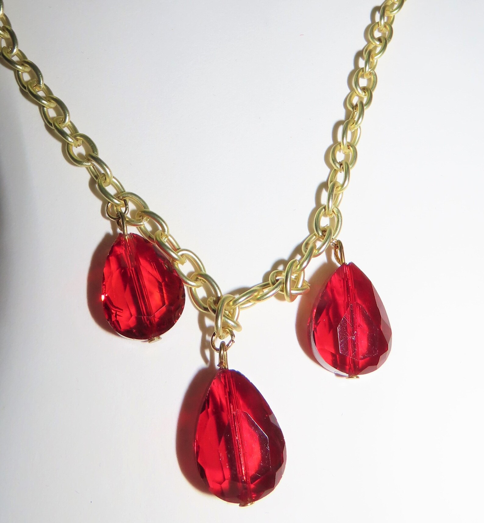 Vintage Style Red Jewel Necklace Etsy