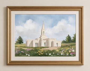 Springfield Missouri LDS Temple Watercolor Wall Art Print