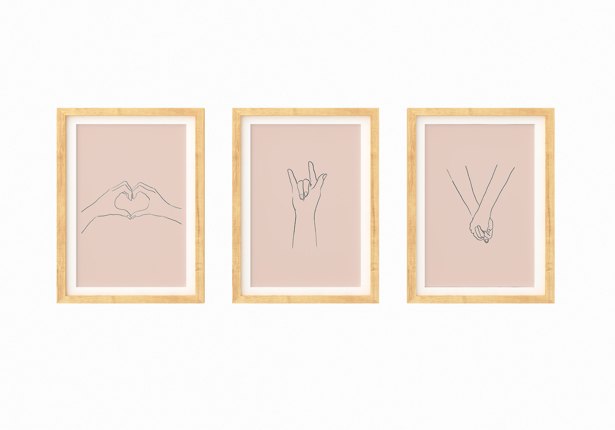 I Love You Hand Shape Illustration Printable, DYI Wall Art, Valentines