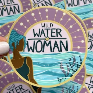 Wild Swimming Sticker - Purple, Swimming Sticker, Wild Water Woman Sticker, Swimmer Gift, VINYL Sticker, Van Sticker, Laptop Sticker