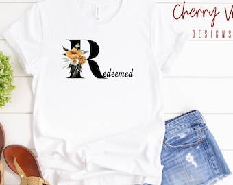 Camiseta redimida, camiseta redimida para mujer, camiseta cristiana para mujer, camiseta cristiana, camiseta unisex de manga corta