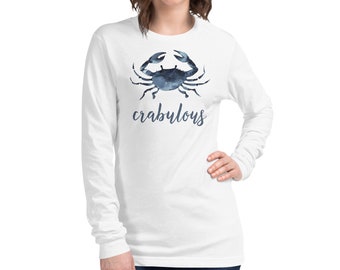 CRABULOUS shirt met lange mouwen, krabshirt, krabshirt met lange mouwen, krabshirt met lange mouwen, krabcadeau