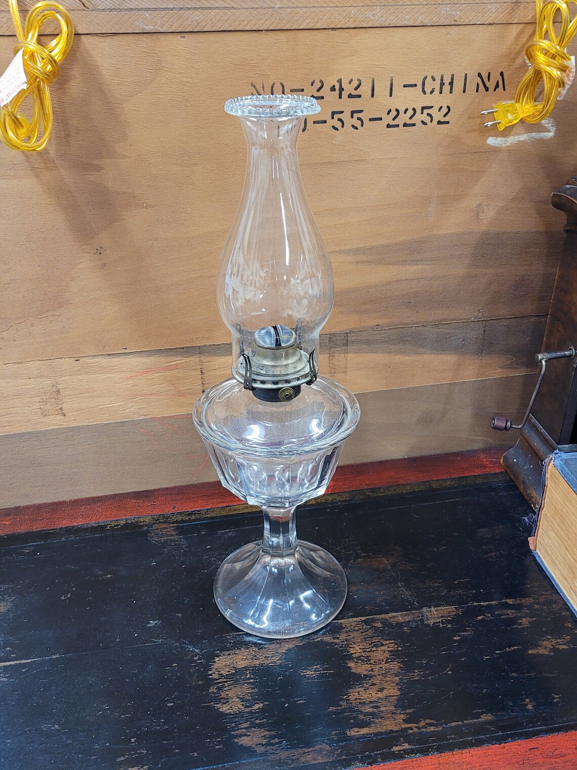 Vintage Rayo clear glass oil lamp Etsy
