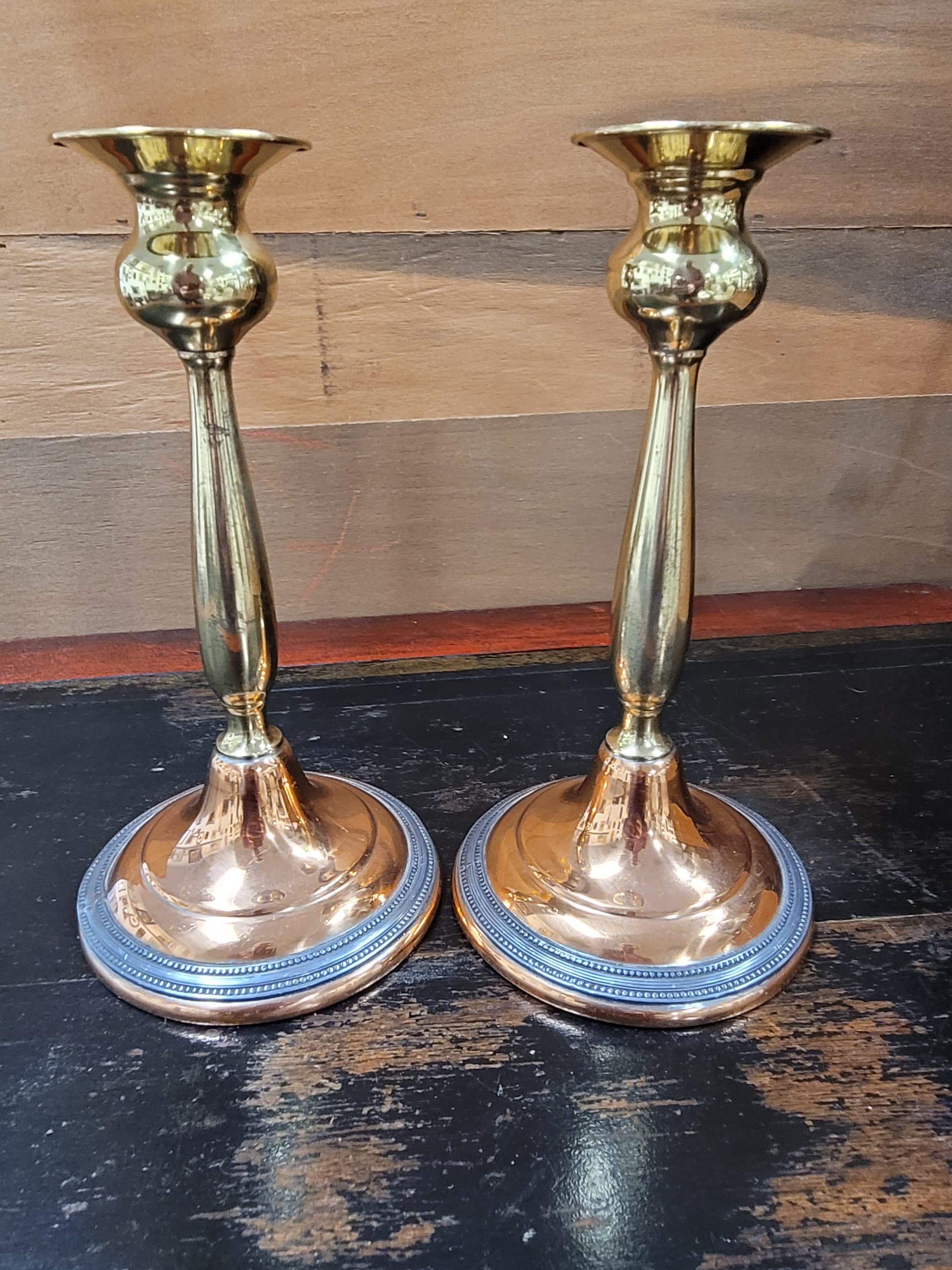 Vintage copper and brass candlesticks Etsy