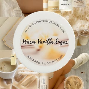 Warm Vanilla Sugar Scented Whipped Body Butter| Healing Cream for Stretch Marks & Scars| For Deeply Hydrated and Glowy Skin (6 oz)