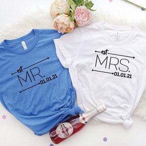 Hubby Wifey Shirt, Honeymoon Shirt, Just Married Tee, Couples Tee, Engagement Shirt, Bridal Gift Tee,  Mr and Mrs Shirt, Valentines Day Tee