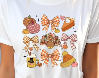 Retro Thanksgiving T-Shirt: Pumpkin & Bow Fall Tee