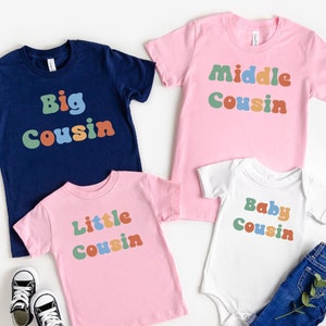 Big Cousin Retro Toddler Shirt, Biggest Cousin Shirt, Retro Cousin Shirt, Trendy Cousin Shirt, Little Cousin Shirt, Littlest Cousin Shirt