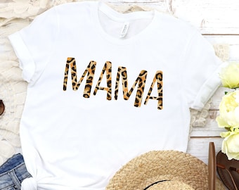 Leopard Print Mama Shirt: Soft Cotton Mom Life Tee