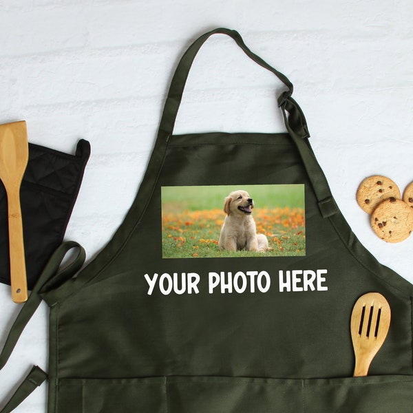 Personalized Photo Apron, Custom Text Apron, Picture Chef Gift Apron, Apron For Women And Men, Custom Gift Apron, Adjustable Photo Apron