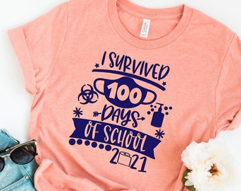 I Survived 100 Days of School, Masked 100 Days, 100th Day of School Shirt, Teacher 100 Days, Student 100th Day Shirt, Kindergarten Shirt