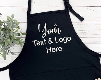 Logo Apron, Personalized Apron With Pockets, Custom Apron, Men Aprons, Women Apron, Custom Text Apron, Custom Name Apron, Trendy Apron