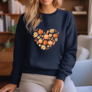 Fall Heart Shirt, Fall Sweatshirt Women, Autumn Doodles Sweater, Autumn Leaves Shirt, Hello Fall Shirt, Thanksgiving Sublimation Sweatshirt