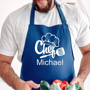 Custom Chef Apron, Custom Name Cooking Apron with Pockets, Top Chef Kitchen Apron, Personalized Chef Apron, Apron For Men, Custom Name Apron