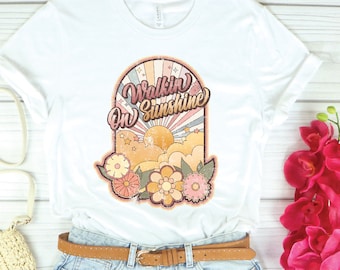 Walking On Sunshine Shirt: Retro Graphic Tee, Summer Vacation