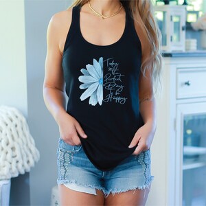 Summer Tank Top, Today Is The Perfect Day To Be Happy Tank, Blue Flower Design Tank, Summer Vibes Tank, Vacation Tank Top, Motivation Tank