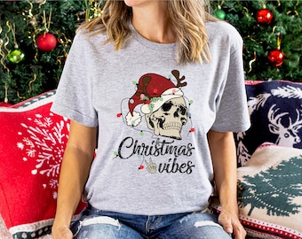 Christmas Skull Shirt: Cotton Xmas Vibes Tee