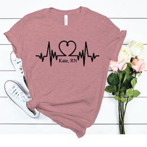 Custom Nurse Shirt, Nurse Heartbeat Shirt, Nurse Shirts, Medical shirts, Registered Nurse Shirt, Nursing School Tee, Heartbeat EKG Design
