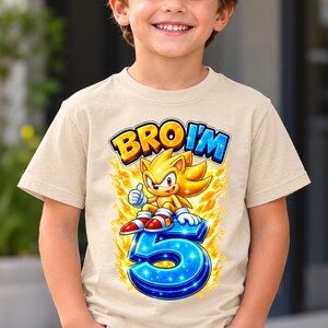Bro I'm FIVE Birthday Boy T-Shirt, Sonic Inspired