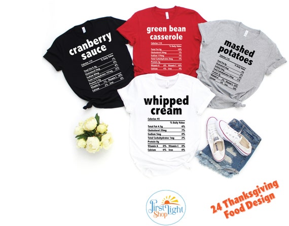 Funny Thanksgiving Food Nutrition Facts Shirt: Soft Cotton Blend