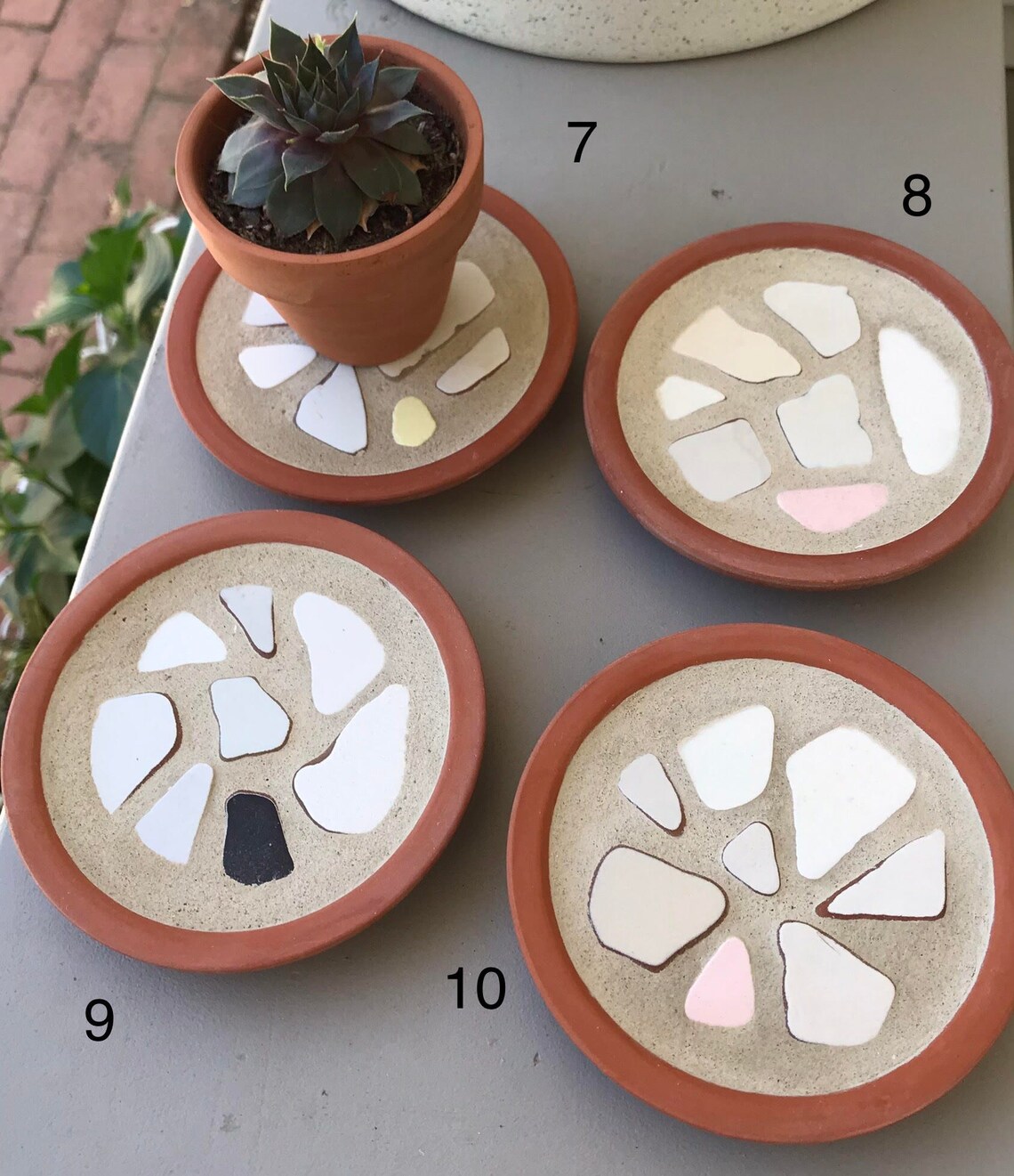 Terra Cotta Plant Pot Saucer Coaster with White and Color Etsy