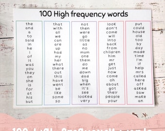 100 High Frequency Words