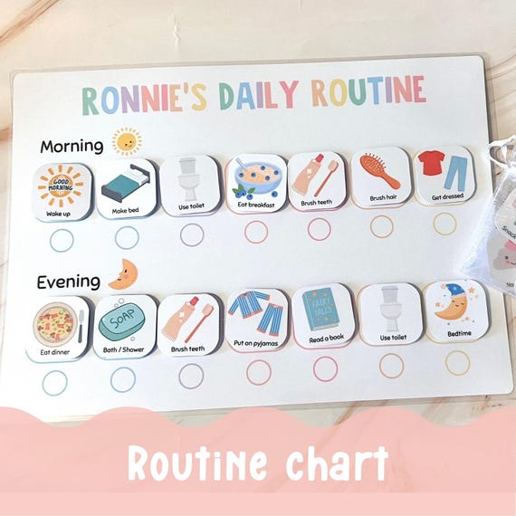 A4 Daily Routine Chart, Morning, Evening routine.