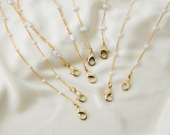 Pearl mask chain, Mask strap, Mask necklace, Mask cord, Sunglasses chain, Red brass, Nickel free, 1 piece per style, [MASK-VC4]