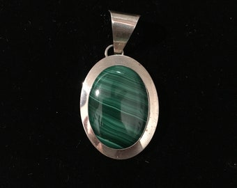 malachite sterling silver pendant