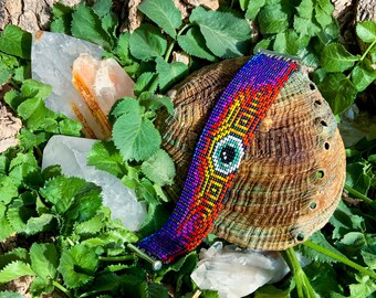 Tsjechische kralenarmband - zonsondergangen / als de zon terugkijkt / op avond geïnspireerde polsmanchet
