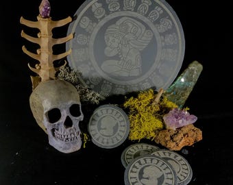 Mayan Tzolkin Slate Coasters / Mayan Calendar Stone Coasters / Beermat / Candle Stand / Altar Decor
