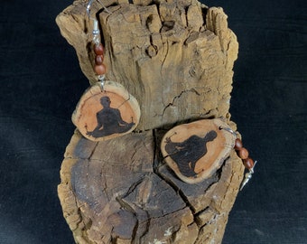 Paddestoel Meditatie Natuurlijke Manzanita Houten Oorbellen