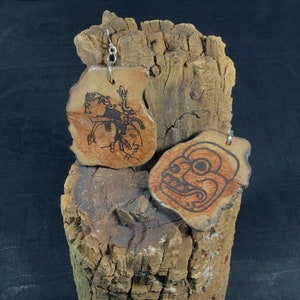 Pakal 2nd Priest Natural Manzanita Wood Earrings