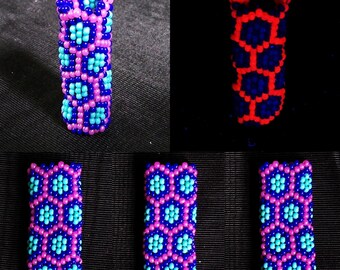Czech Seed Bead Dreadlock Bead - Blue/Pink Hex