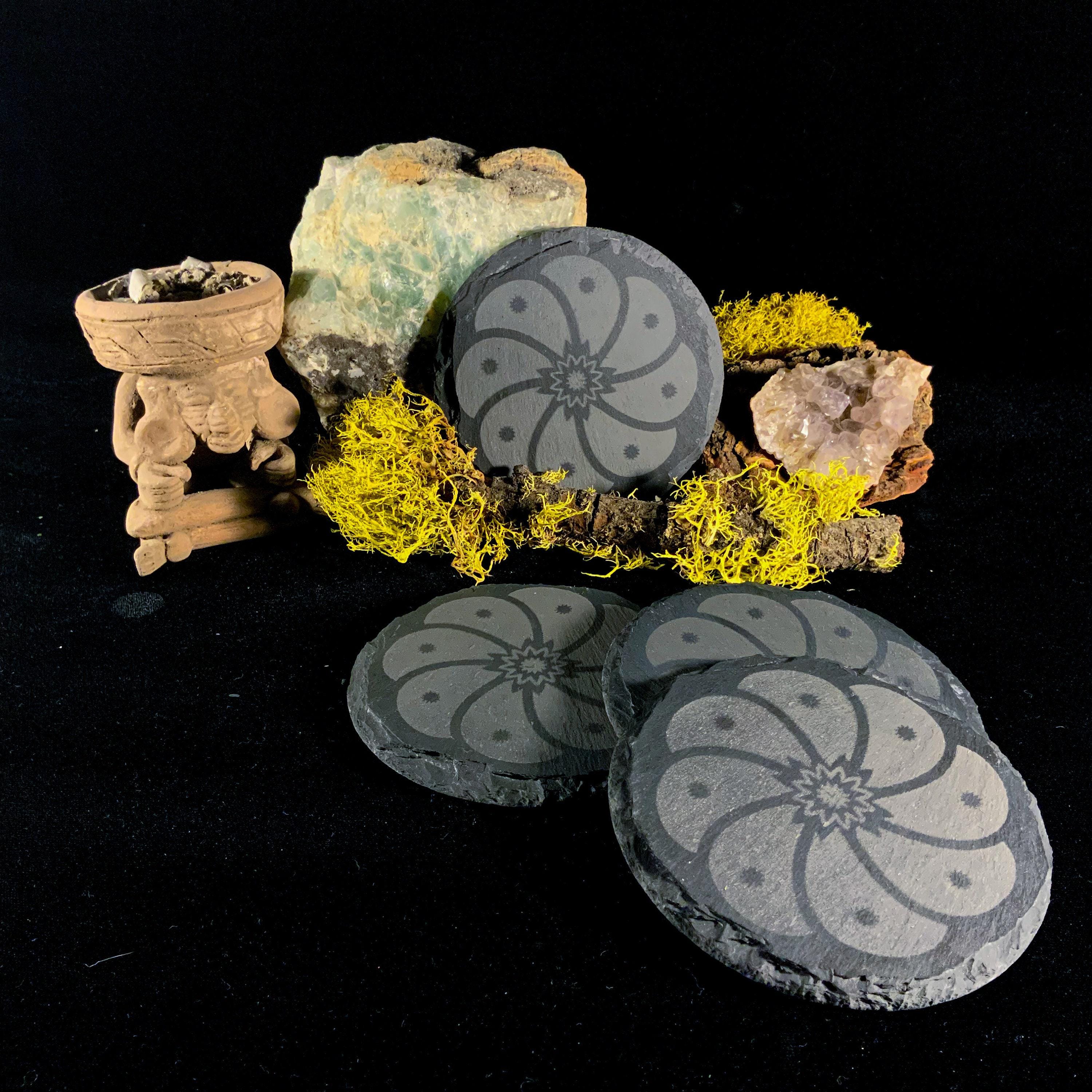 Hikuri Slate Coasters / Peyote Stone Coasters / Beermat / Candle Stand / Altar Decor