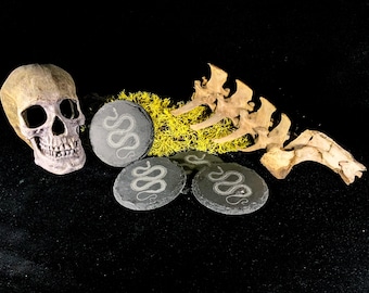 Skeletal Serpent Slate Coasters / Stone Coasters / Beermat / Candle Stand / Altar Decor