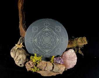 Flower of Life Sigil leistenen onderzetters / tafelstuk tafelblad / geometrisch bord charcuterie / dienblad / schotel / kandelaar / altaardecor