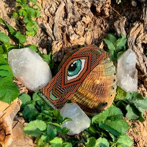 Czech Seed Bead Bracelet - Inner Temples / DMT Realm Beadeed Jewelry / Psychedelic Represention Wrist Cuff