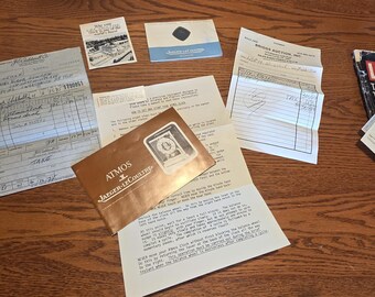 Atmos Clock Paperwork and Receipt.