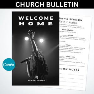 Beautiful Church Bulletin, Church Program, Simple Bulletin, Sunday Bulletin, Sunday Program, Sermon Notes, Church Bulletin, Bulletin