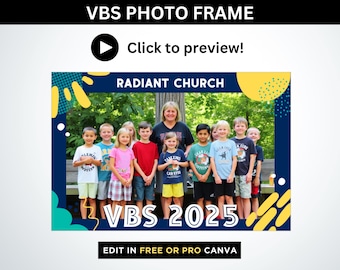 VBS-Fotorahmen, Sommercamp-Fotovorlage, druckbarer VBS-Rahmen, Sonntagsschulgruppenfoto bearbeitbare Canva-Vorlage, VBS-Gruppenfoto