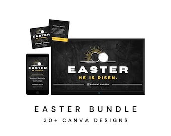 Bold and Modern He Is Risen Easter Sunday Bundle Church Easter Graphics Easter Church Sermon Easter Marketing for Church Easter Bundle