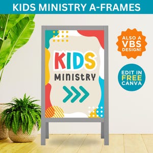 Kids Ministry A-Frame Sign, Children&#39;s Ministry Sign, Children&#39;s Ministry Banner, Kids Ministry Banner, Kids Church Sign, Kids Church, VBS