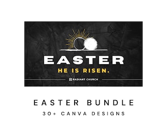 Bold and Modern He Is Risen Easter Sunday Bundle Church Easter Graphics Easter Church Sermon Easter Marketing for Church Easter Bundle
