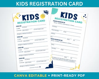 Kids Ministry Registration Card, Children's Ministry Registration, Kids Church Connection Card, Kids Ministry Connection, Kids Registration